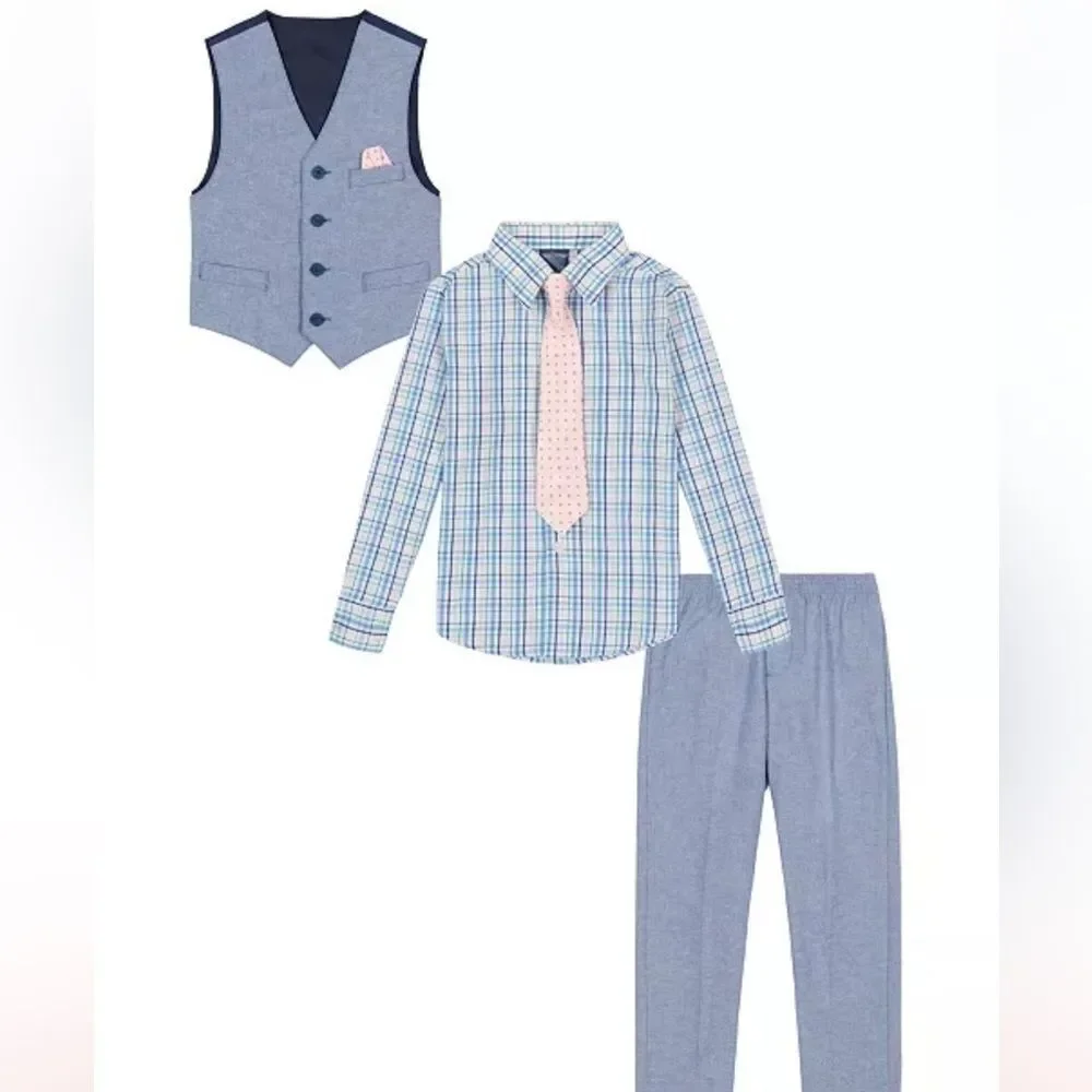 Nautica Little Boys 4-Pc. Linen Look Vest Set Boys jacket and suit